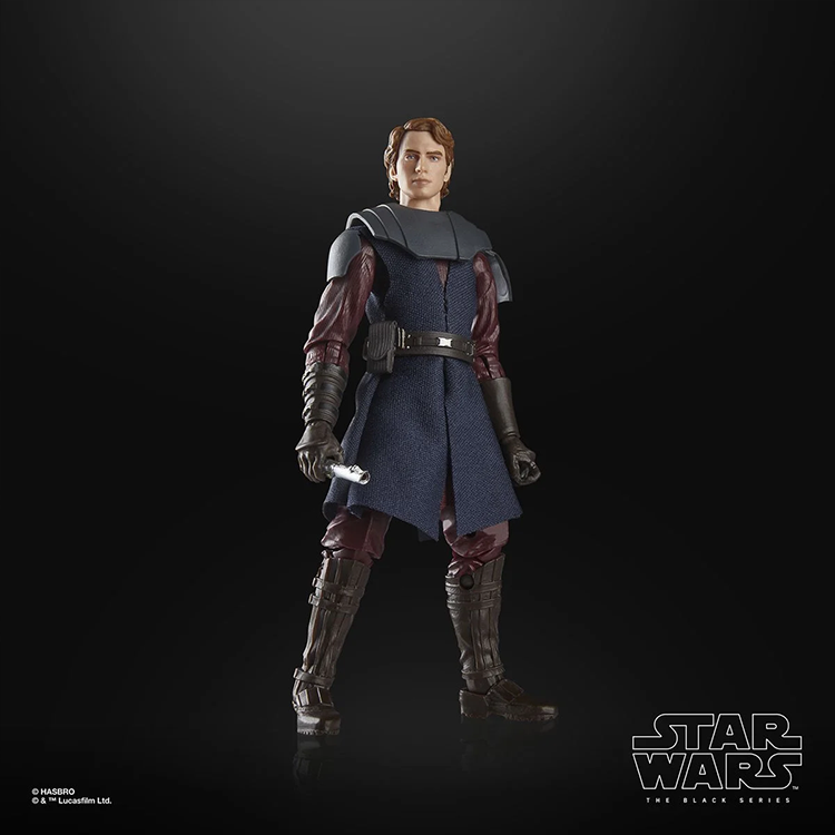 Hasbro Star Wars Black Series Anakin Skywalker action figure in detailed outfit holding lightsaber on black background