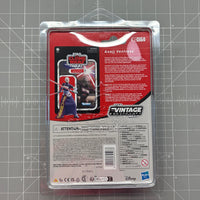 Back of a Star Wars Vintage Collection Ahsoka figure package on a gray cutting mat