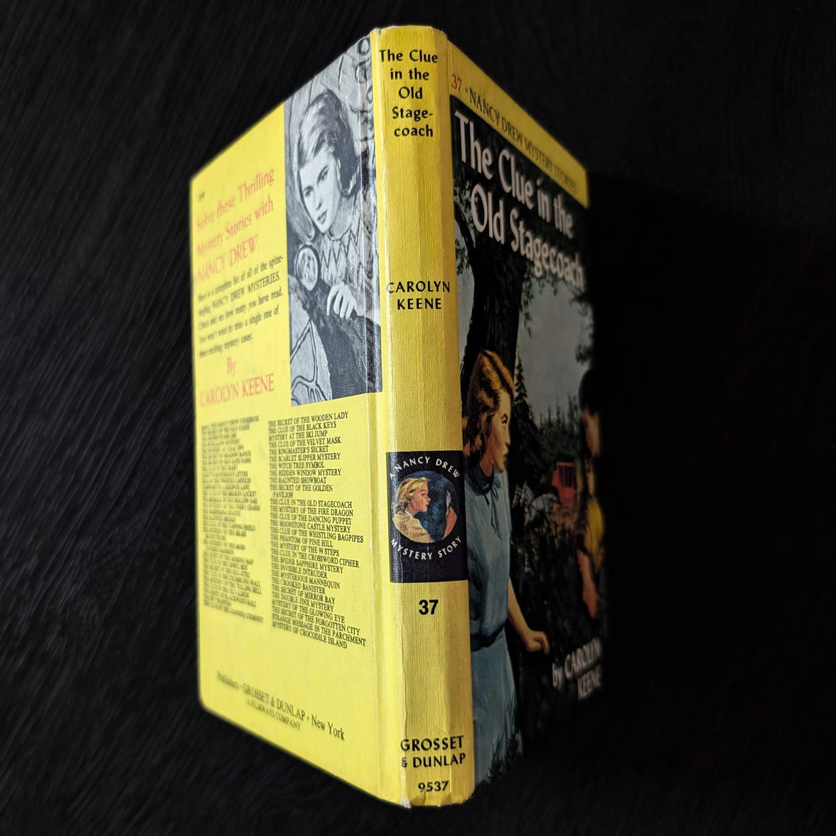 37 The Clue in the Old Stagecoach Nancy Drew Book -1960-Yellow Bar image 3