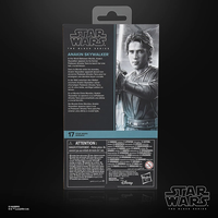 Hasbro Star Wars Black Series Anakin Skywalker Ahsoka action figure packaging back with character description and warnings