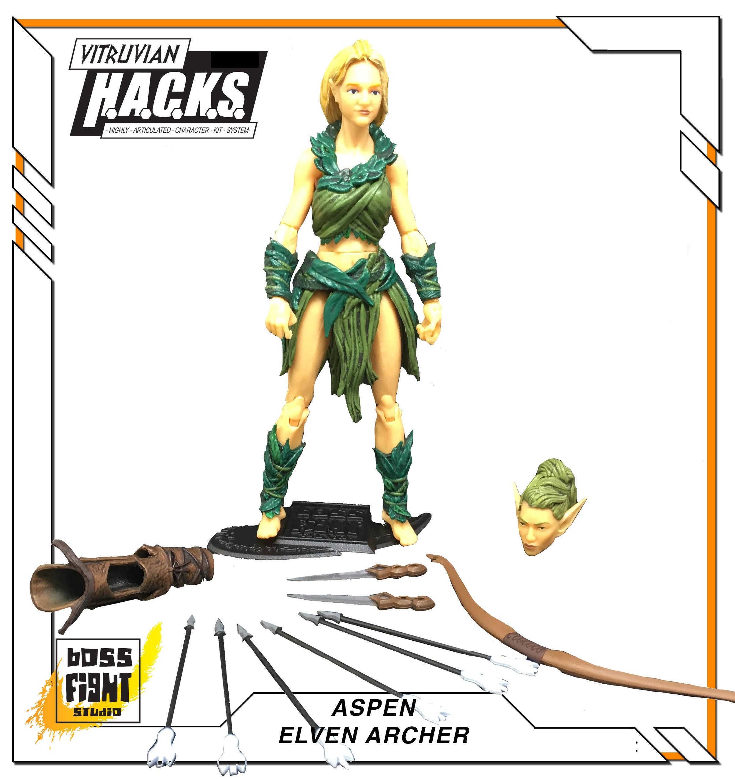 Aspen Spring Branch Elven Archer Vitruvian H.A.C.K.S. Action Figure1:18 Scale by Boss Fight Studio Llc new in box with accessories