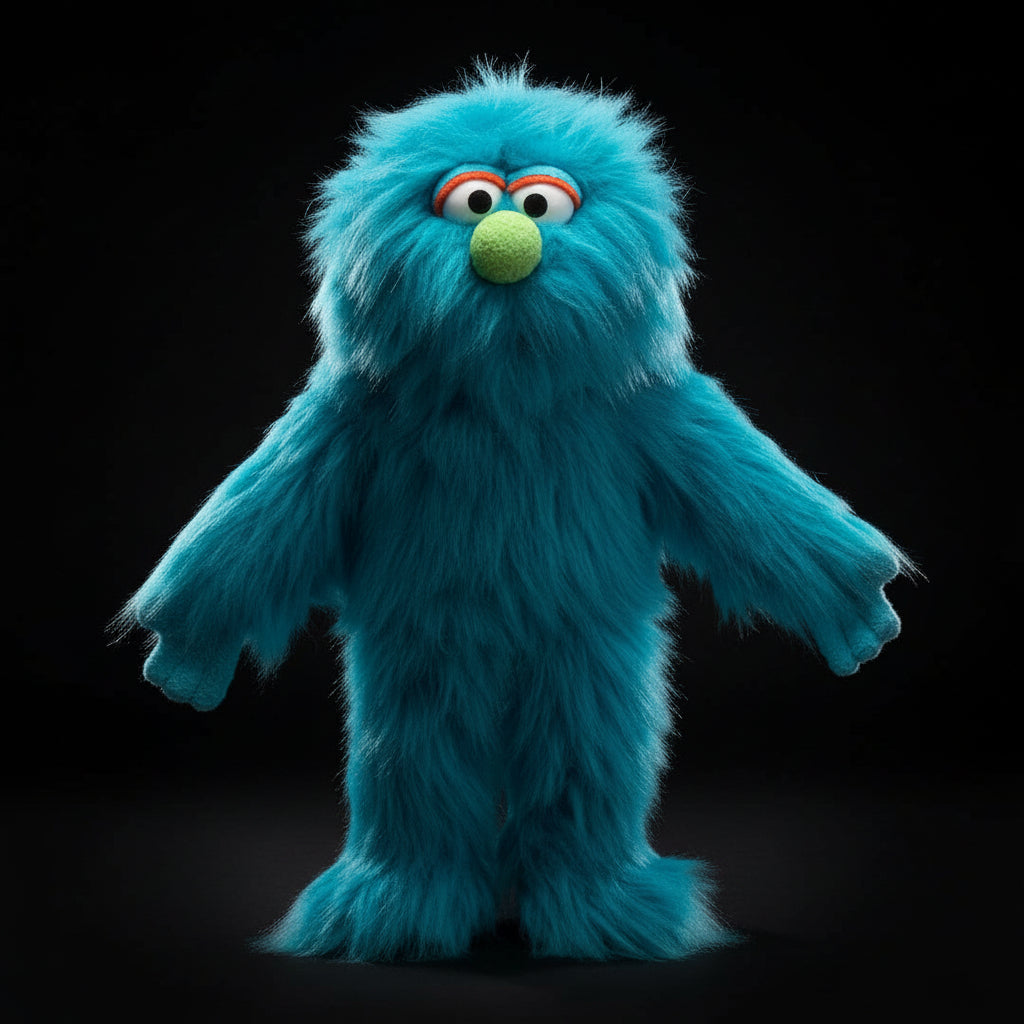 Silly Puppets - Silly Puppets Monster, Blue (14") plush figure by Silly Puppets with fuzzy texture and green nose collectible toy