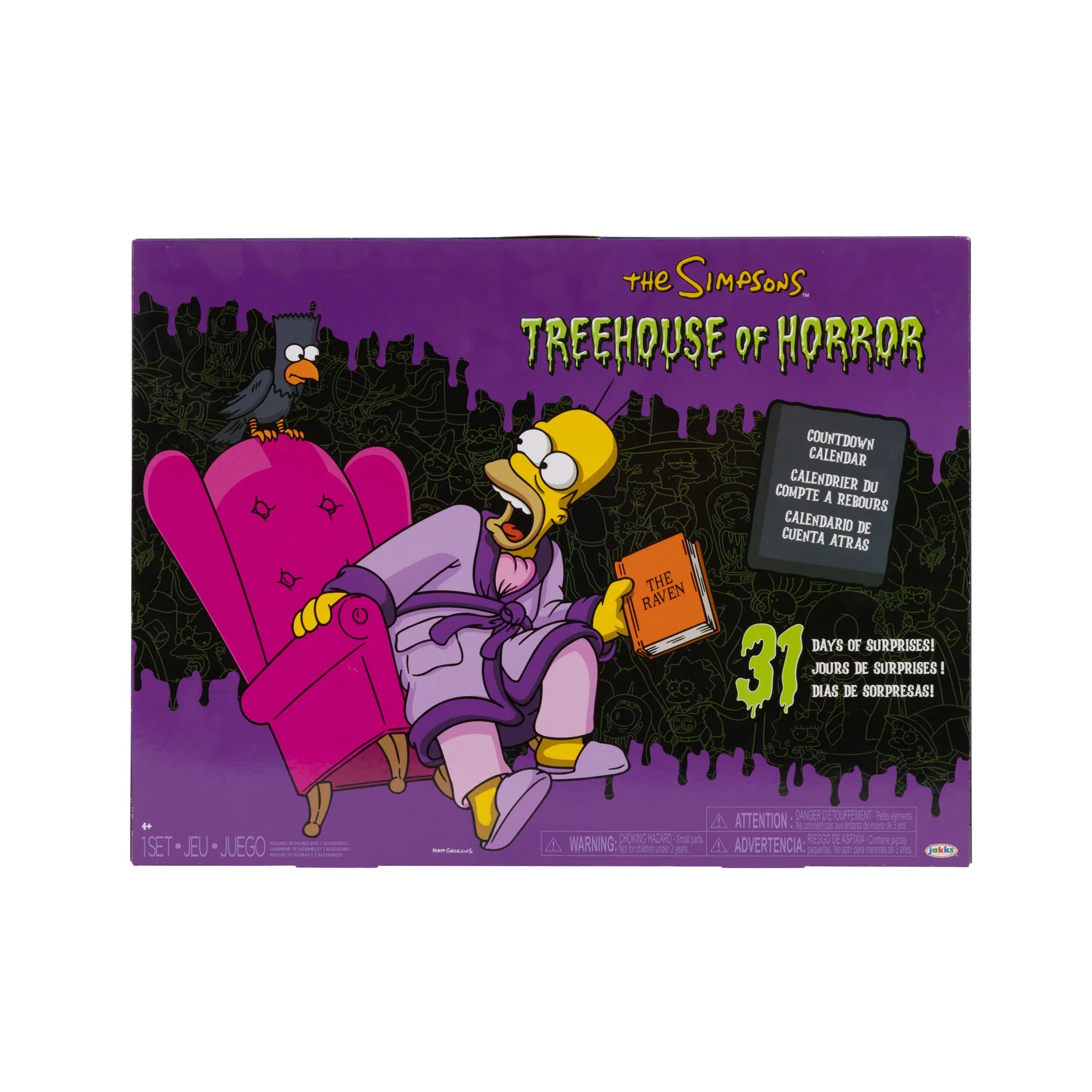 The Simpsons Treehouse of Horror 1.5" JAKKS Pacific 31-Day Advent Calendar featuring Homer in a purple chair