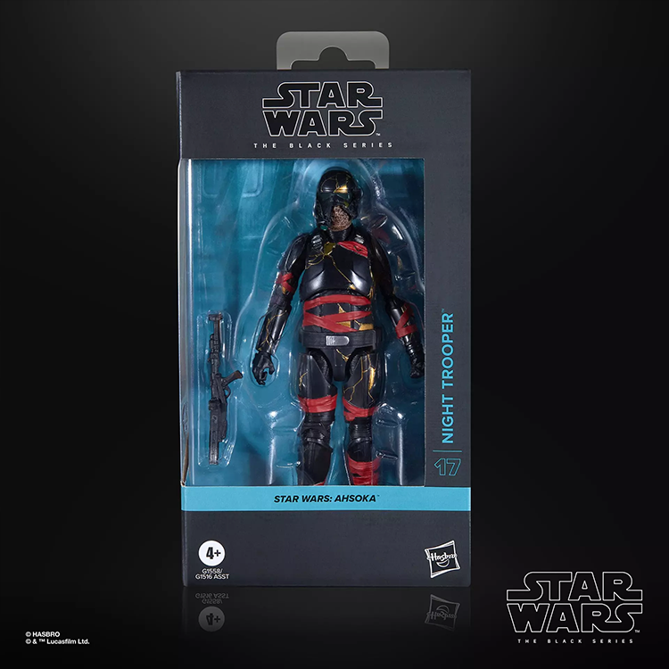Star Wars Black Series Night Trooper action figure in packaging with weapon included by Hasbro