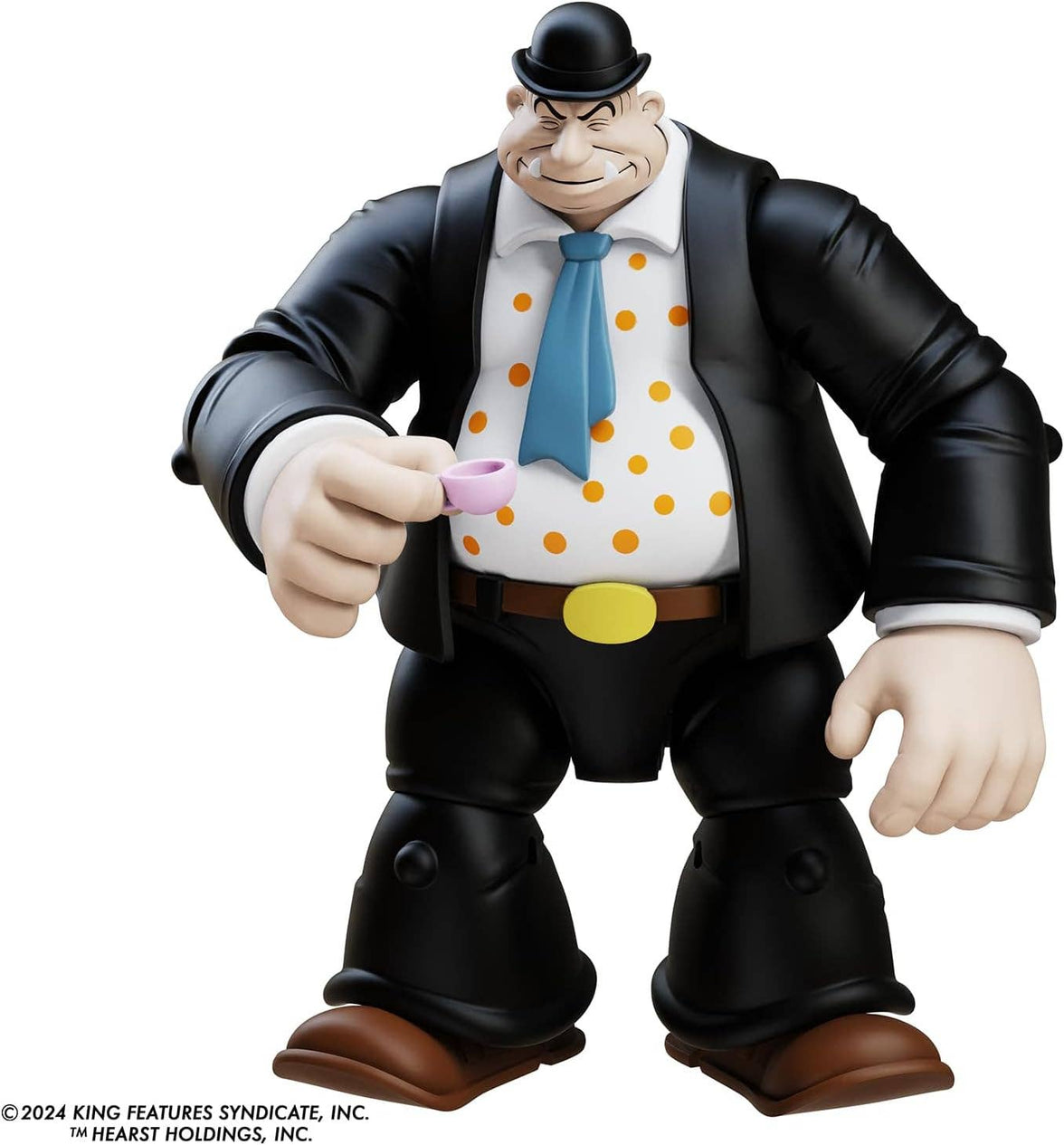 Boss Fight Studio Llc Toar figure in black suit, polka dot shirt, blue tie, bowler hat holding small pink teacup