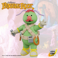 Boss Fight Studio Llc Fraggle Rock Flange Doozer figure with green skin and pink hair wearing construction gear on cave backdrop