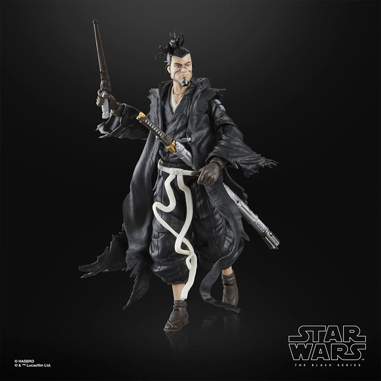 Hasbro Star Wars Black Series The Ronin 6-inch action figure in dynamic pose with katana and pistol on black background