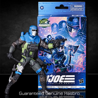 G.I. Joe Classified Series Mad Marauders Gabriel Barbecue Kelly action figure posed with Hasbro packaging background