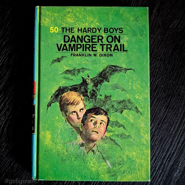 50 Danger on Vampire Trail (1971-YN):  Vintage Hardy Boys Book Blue-Back image 0