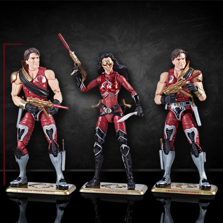 Hasbro GI Joe Classified Series COBRA 3-pack Baroness, Tomax, and Xamot 6-inch action figures display