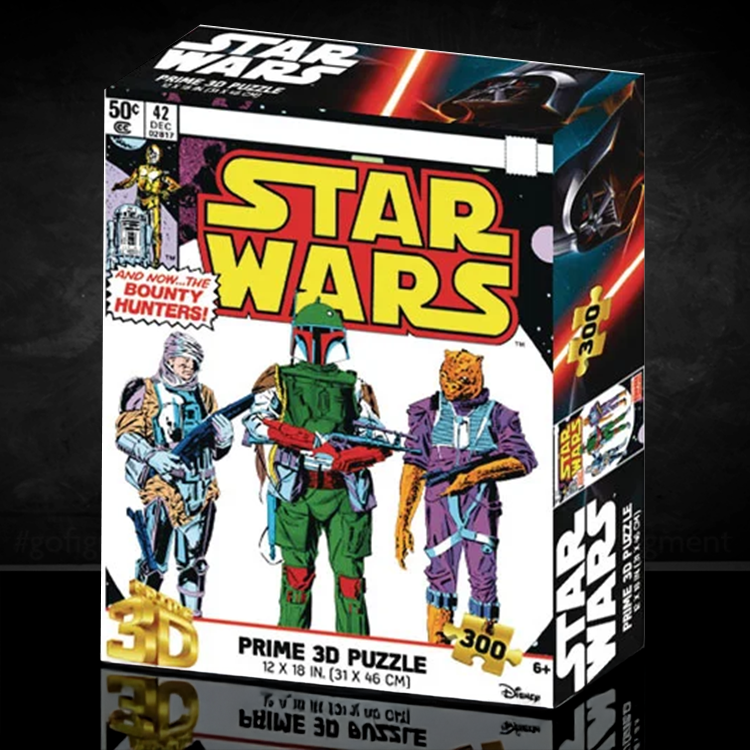Prime 3d Star Wars puzzle featuring Boba Fett and bounty hunters in lenticular 3D comic book cover design