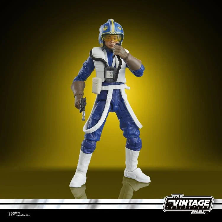 Kenner Star Wars Vintage Collection Lt. Callahan action figure in detailed blue pilot uniform with helmet and blaster.