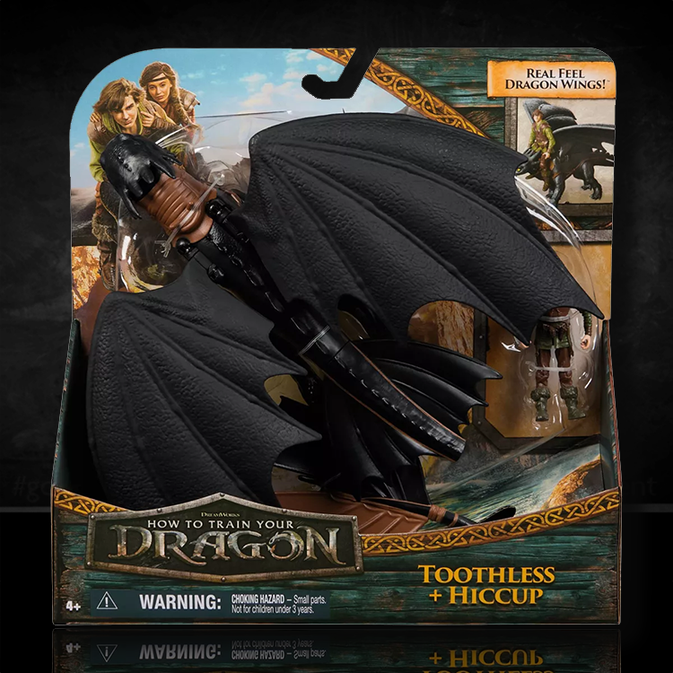 Spin Master How to Train Your Dragon Toothless and Hiccup action figure set with real feel wings in packaging