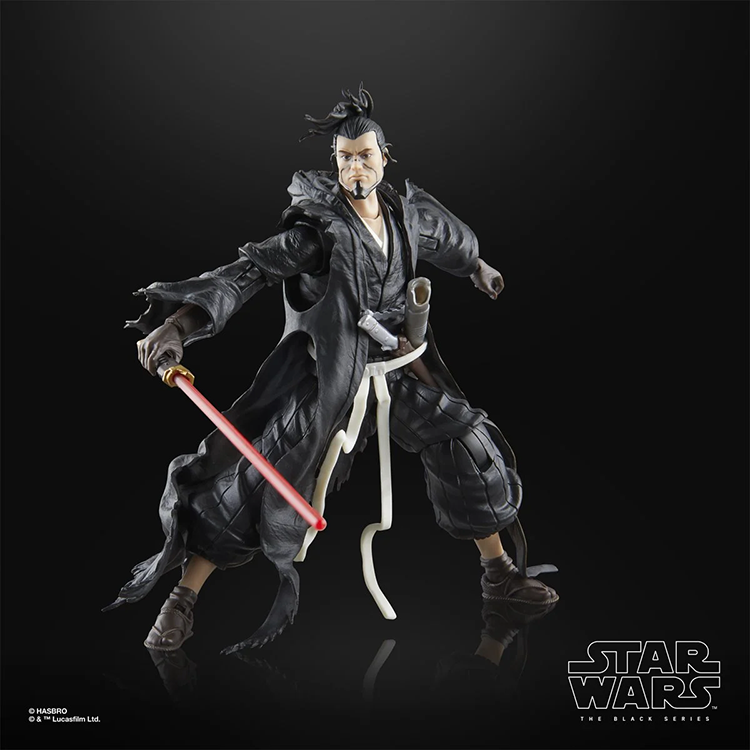 Hasbro Star Wars Black Series The Ronin 6-inch action figure with red lightsaber posed on black background