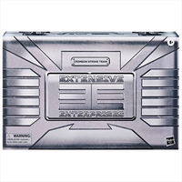 Hasbro GI Joe Classified Series Crimson Strike Team metal-style box with Extensive Enterprises logo and warning label