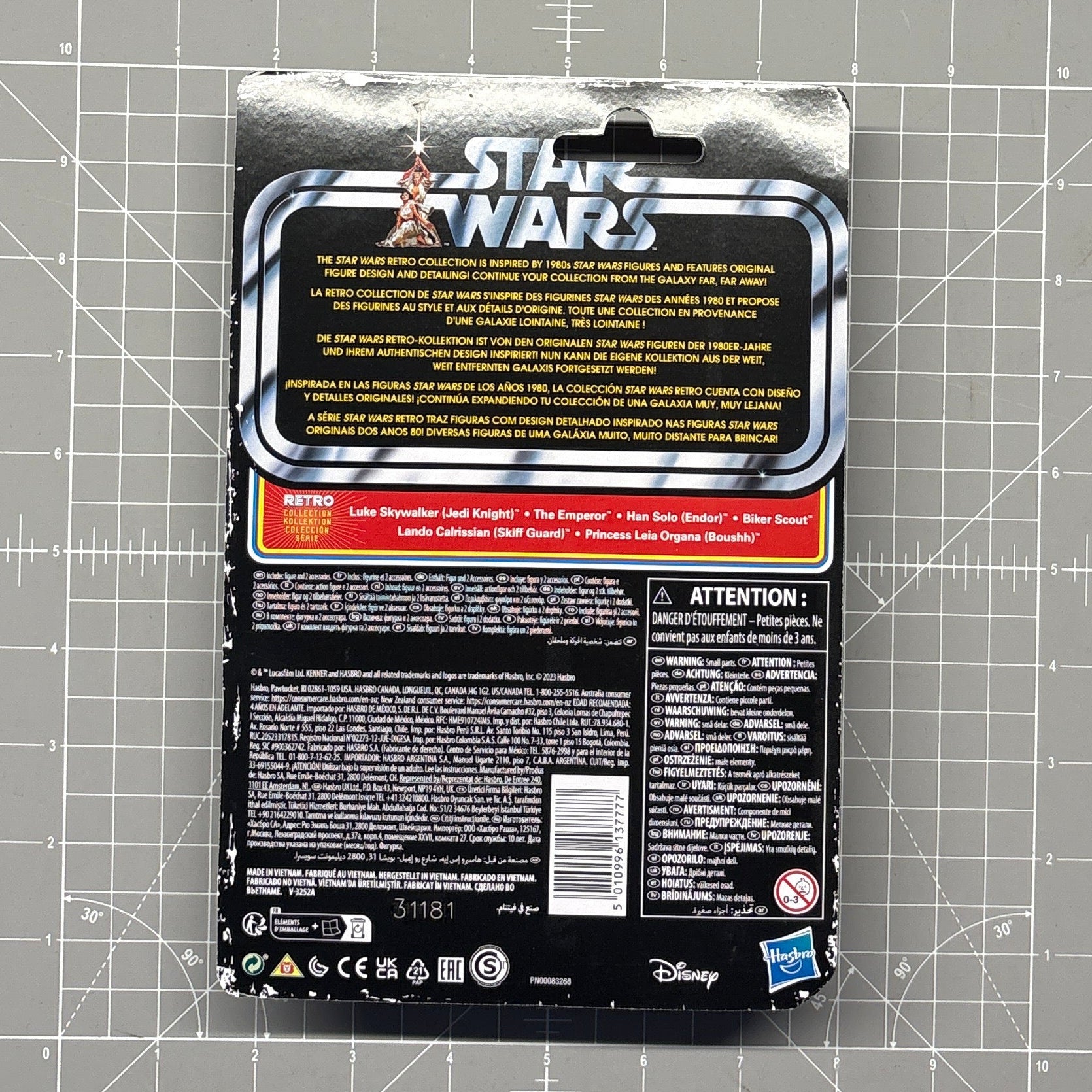 Back of Kenner Luke Skywalker Jedi Star Wars Retro Collection Action Figure 1:18 ROTJ packaging