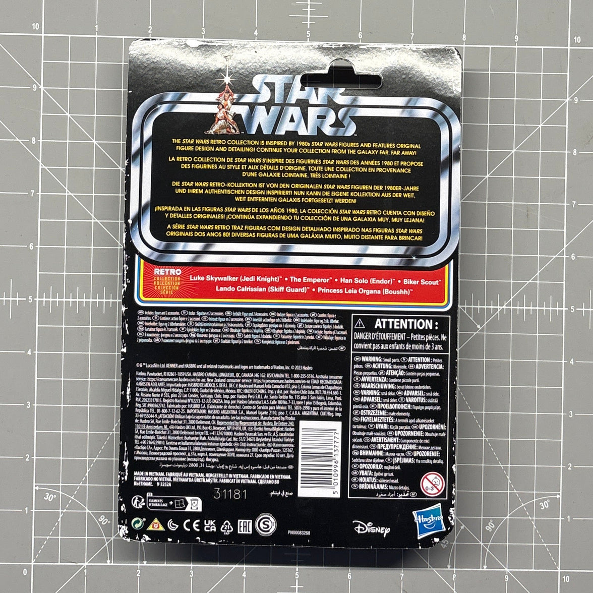 Back of Kenner Luke Skywalker Jedi Star Wars Retro Collection Action Figure 1:18 ROTJ packaging