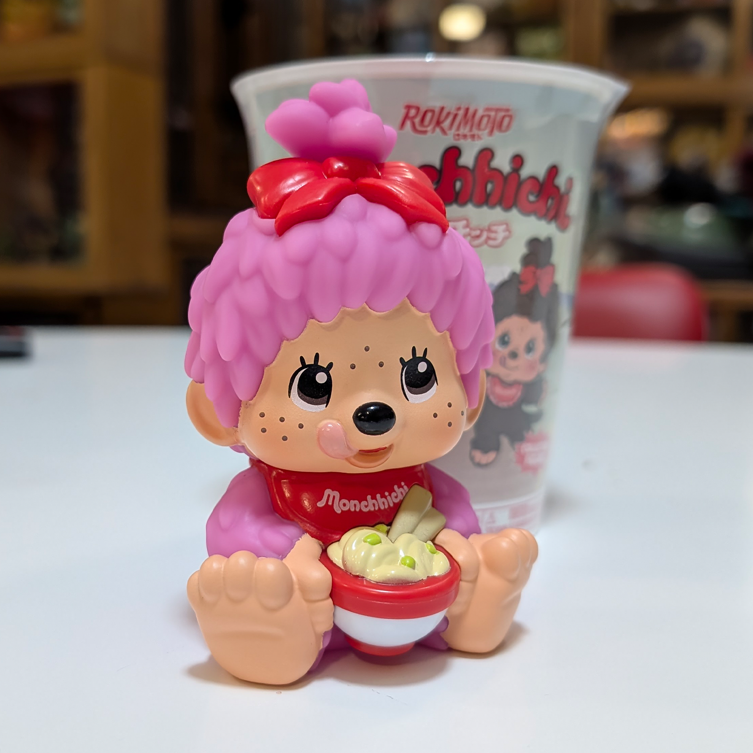 Monchhichi Rokimoto Series 1 Cup of Fun Vinyl Figure – Confirmed Choice by Go Figment new in box pink hair collectible toy