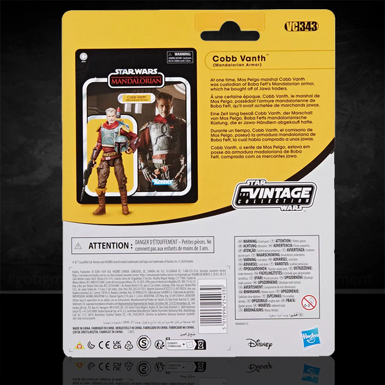 Cobb Vanth (Mando Armor) Action Figure Star Wars Vintage Collection VC-343 Kenner new in box back packaging view