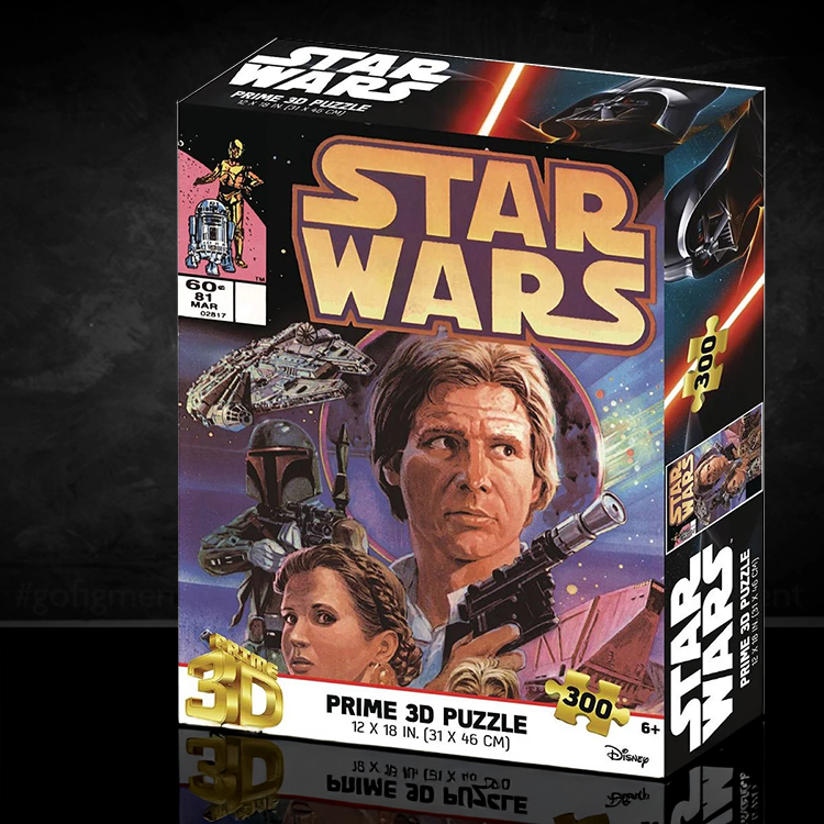 Prime 3d Star Wars 3D Lenticular Effect Puzzle box featuring iconic characters with 300 pieces and 81 Jawas design