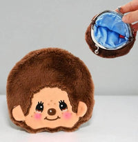 Official Sekiguchi Monchhichi Plush Coin Purse collectible mini pouch and bag charm, often searched as a Monchichi wallet.
