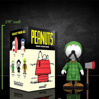 Super7 Peanuts 3.75-inch Lumberjack Snoopy action figure with green plaid outfit and mustache with axe and original box