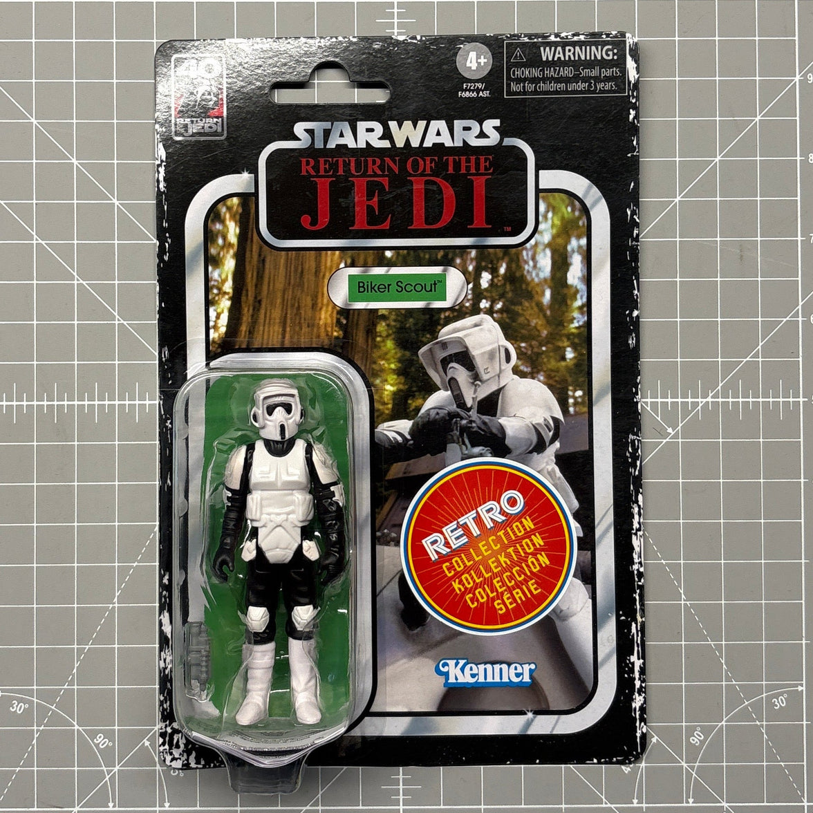 Star Wars Return of the Jedi Biker Scout figure in Kenner retro collection packaging