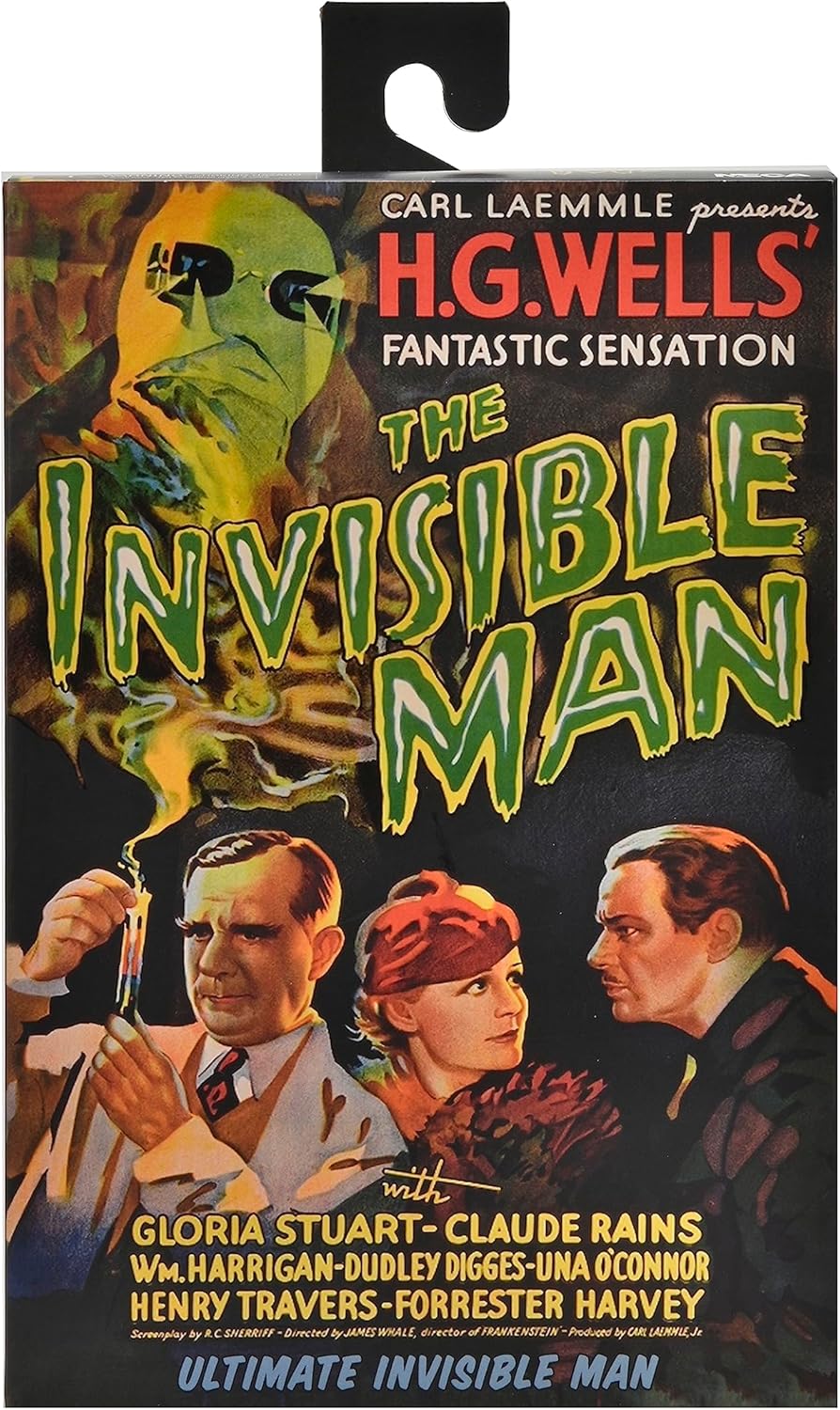 The Invisible Man Universal Monsters Ultimate Action Figure NECA 7” new in box with vintage movie poster design by Neca