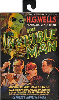 The Invisible Man Universal Monsters Ultimate Action Figure NECA 7” new in box with vintage movie poster design by Neca