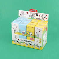 K-Wonderland Peanuts Snoopy blind box set showcasing colorful packaging with playful Snoopy illustrations and various figure designs