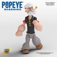 Boss Fight Studio Llc Poopdeck Pappy Popeye Classics figure with white sailor hat, black shirt, gray pants, and pipe accessory on white background