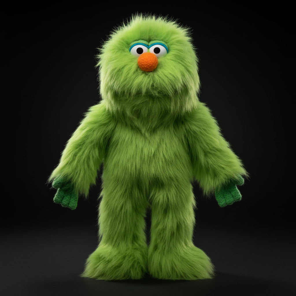 Silly Puppets - Silly Puppets Monster, Green (14") plush with fuzzy texture and orange nose collectible by Silly Puppets