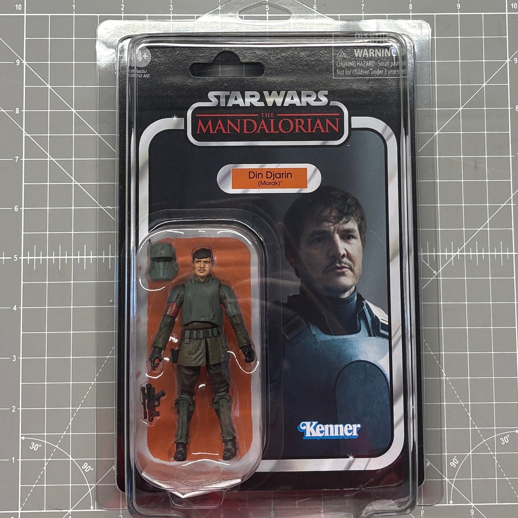 Hasbro Din Djarin Morak 1:18 | 3.75" Star Wars The Vintage Collection Action Figure in vintage-style blister packaging
