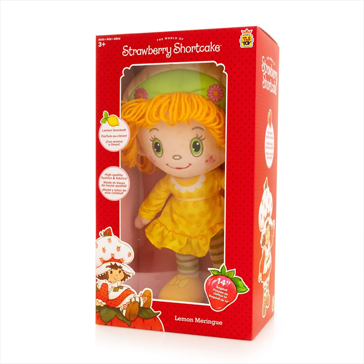 Strawberry Shortcake Lemon Meringue 14-inch scented rag doll in red Loyal Subjects packaging box