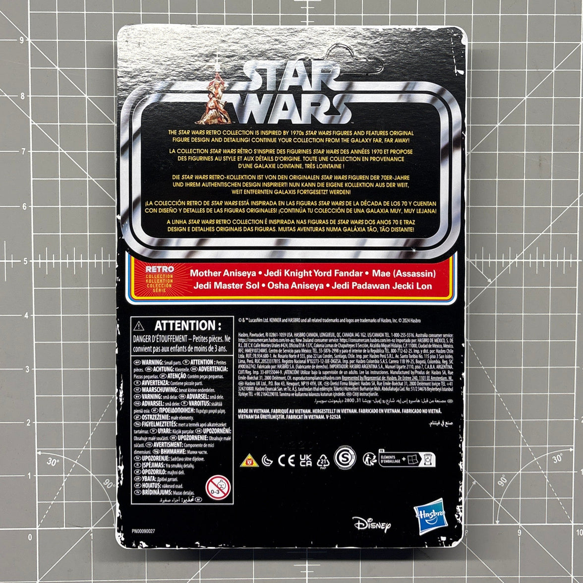Osha Aniseya Star Wars Retro Collection Action Figure 1:18 Scale Acolyte Kenner card back