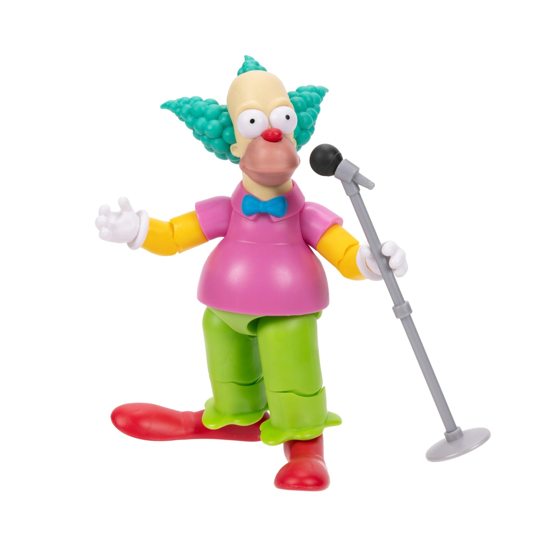 Krusty with Microphone Wave 2 Action Figure The Simpsons 5in Scale by Jakks Pacific standing with microphone on white background
