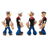 Boss Fight Studio Llc Popeye Classics figure showing front, side, and back views with sailor outfit and pipe accessory