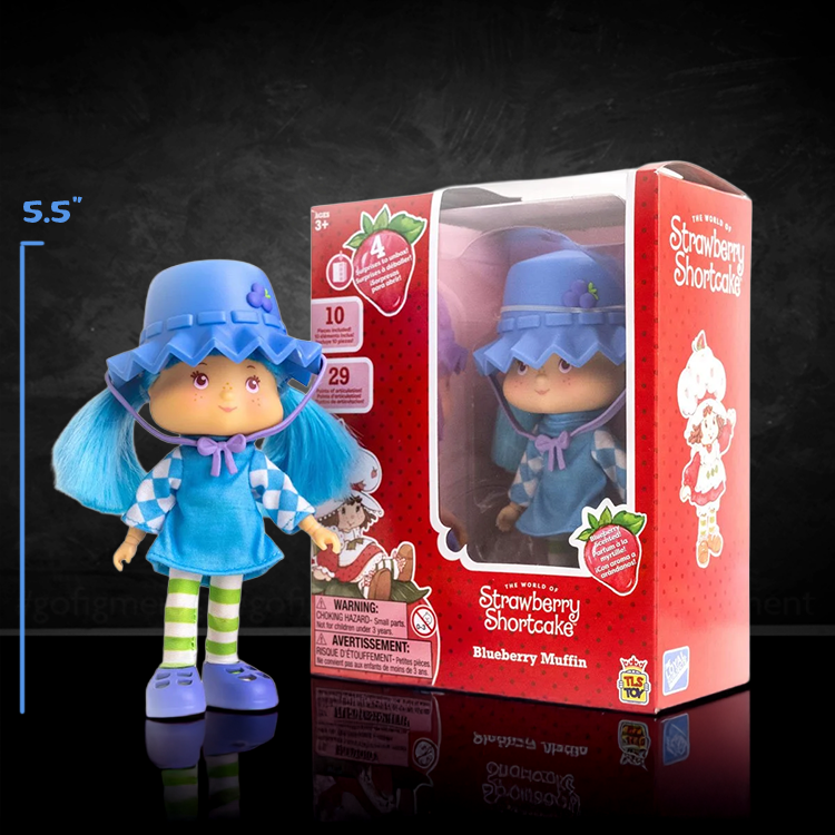 Loyal Subjects Strawberry Shortcake Blueberry Muffin 5.5 inch scented doll with hat and striped tights in red box
