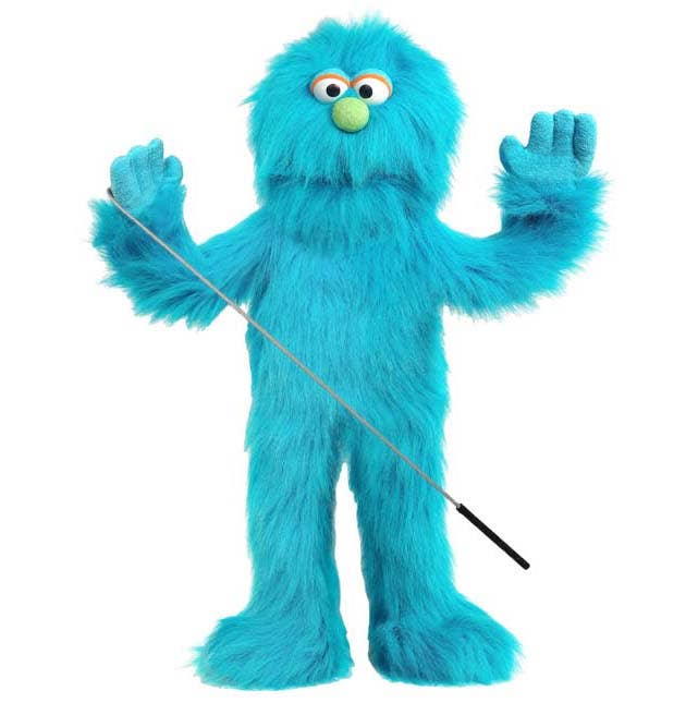 Silly Puppets Mook Blue Monster Puppet - 30" furry puppet with movable mouth and arm rod by Silly Puppets new condition