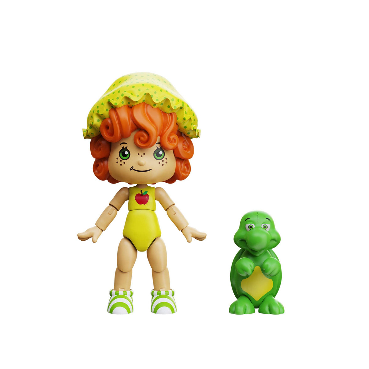 Boss Fight Studio Llc Apple Dumplin collectible figure with curly orange hair, yellow bonnet, apple swimsuit, and green dinosaur accessory