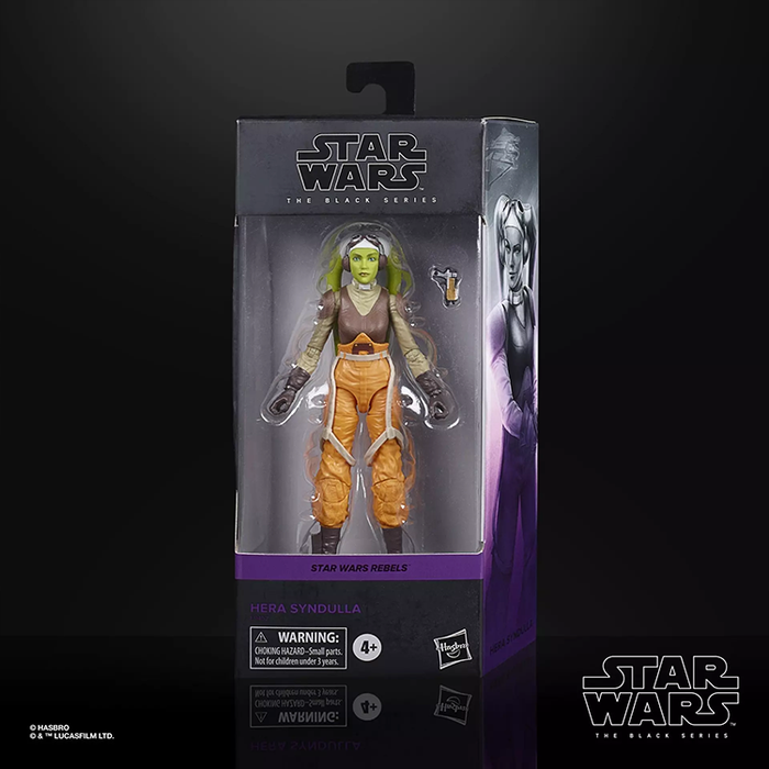 Hasbro Star Wars Black Series Hera Syndulla Rebels 6-inch action figure in windowed packaging with character art side panel