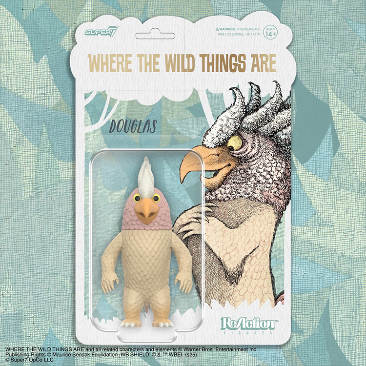Where The Wild Things Are Douglas monster action figure in Super7 branded packaging with illustrated background