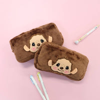 Official Sekiguchi Monchhichi Square Plush Pouch by K-Wonderland featuring a soft spacious character design, often searched as a Monchichi organizer.