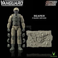 Vanguard Action Force Reaper figure with accessories and textured logo display base