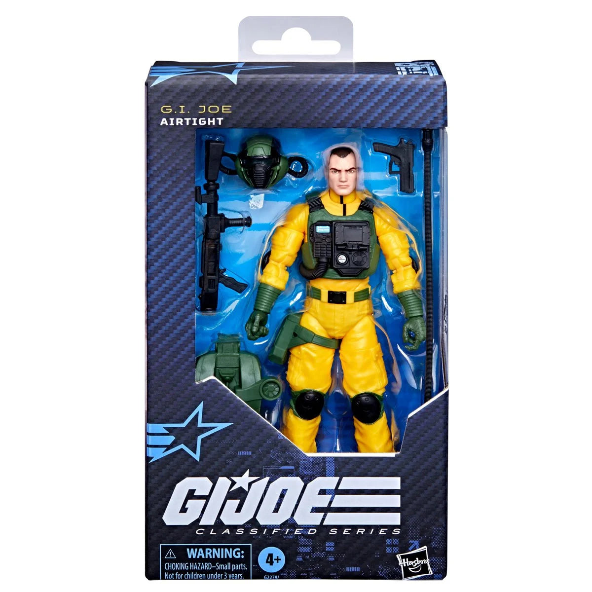 Airtight "198" G.I. Joe Classified Series 6 inch Action Figure by Hasbro in yellow suit with accessories in packaging