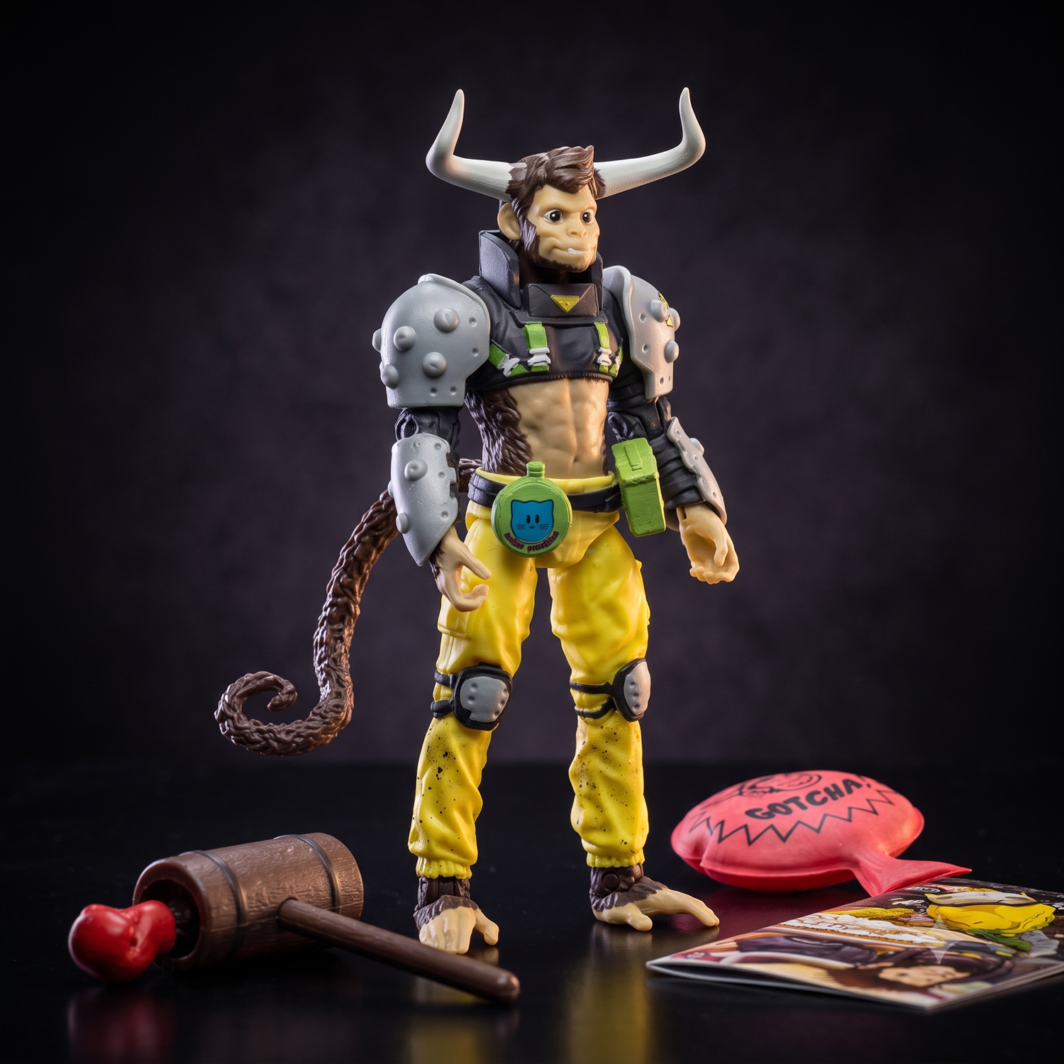 Albert Vii 1:12 Scale 5" Human Monkey Bull Hybrid Action Figure by Altered Nation with accessories and stand