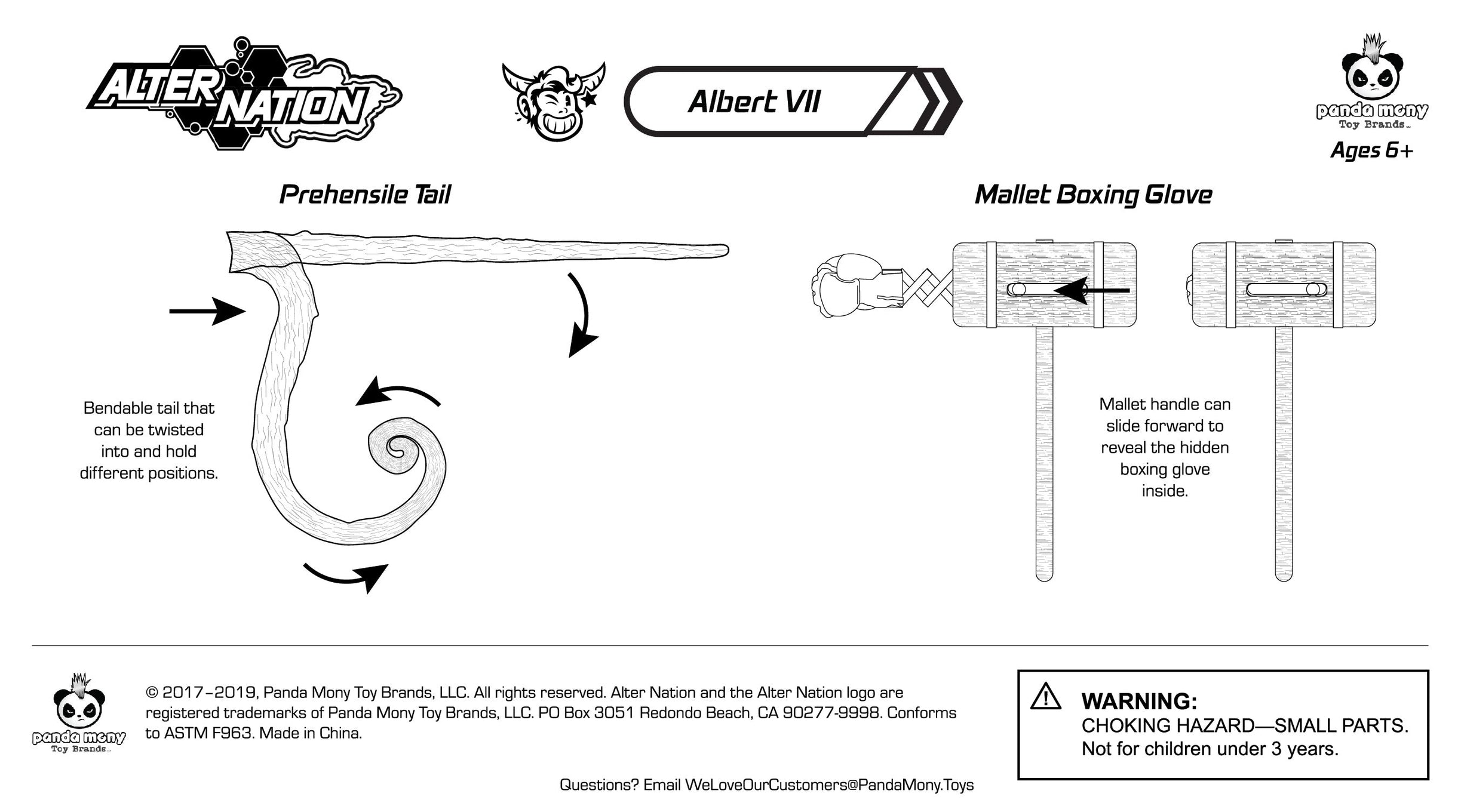 Albert Vii 1:12 Scale 5" Human Monkey Bull Hybrid Action Figure by Altered Nation prehensile tail and mallet boxing glove details diagram
