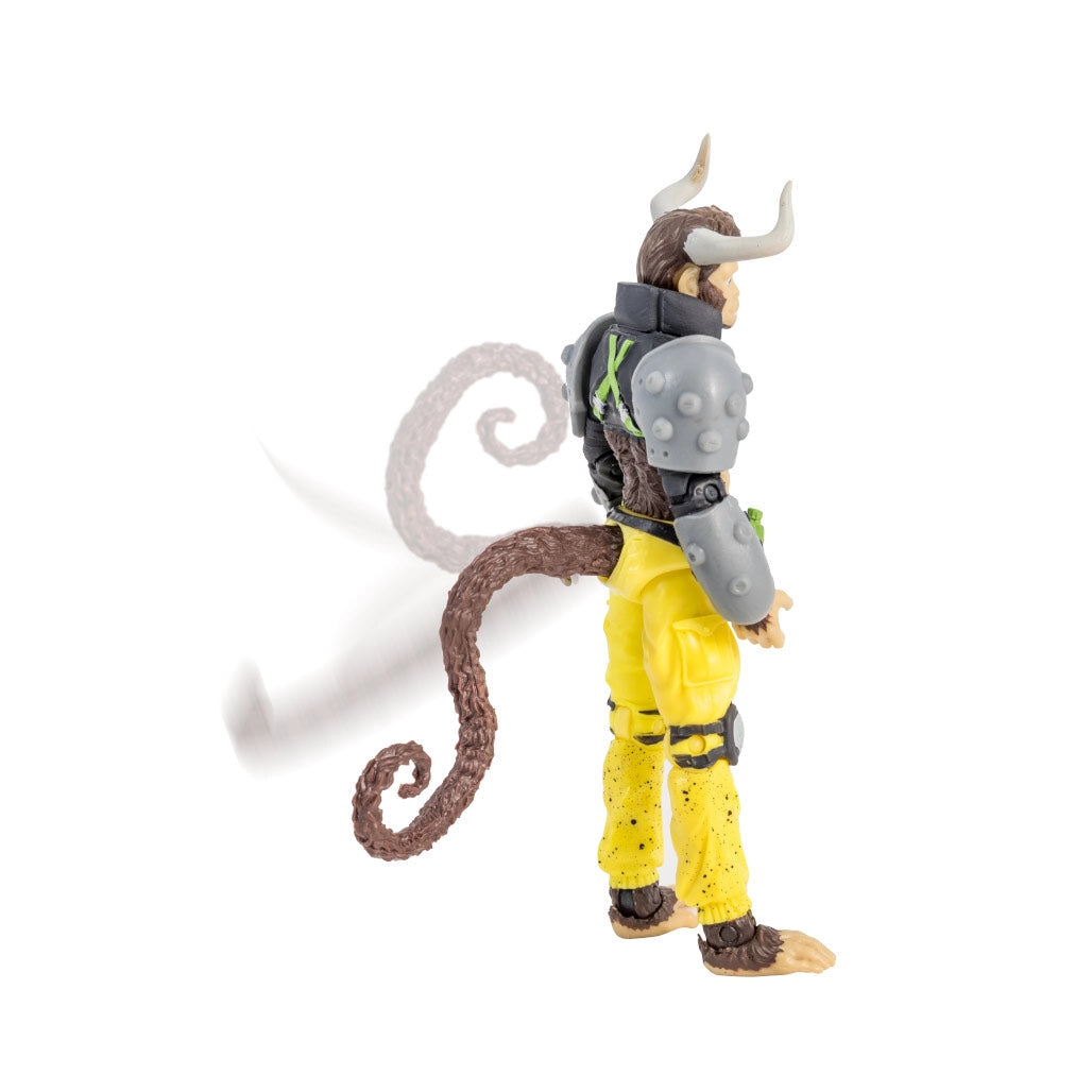 Albert Vii 1:12 Scale 5" Human Monkey Bull Hybrid Action Figure by Altered Nation in yellow pants with articulated tail and horns