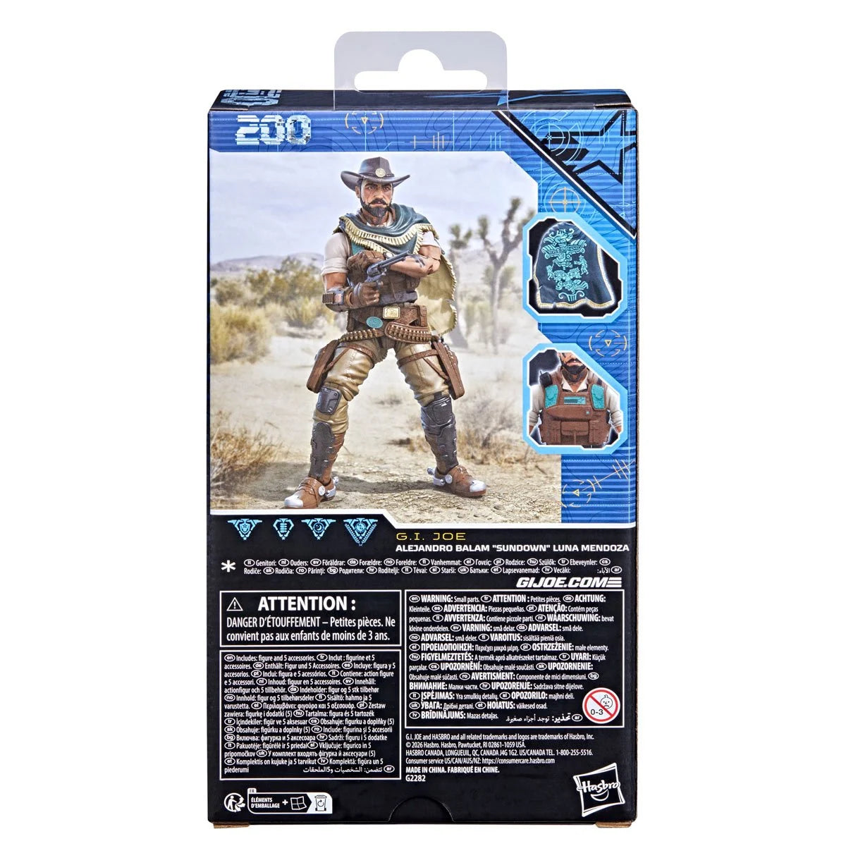 Alejandro Balam "Sundown" Luna Mendoza "200" G.I. Joe Classified Series 6 inch Action Figure by Hasbro in packaging back view