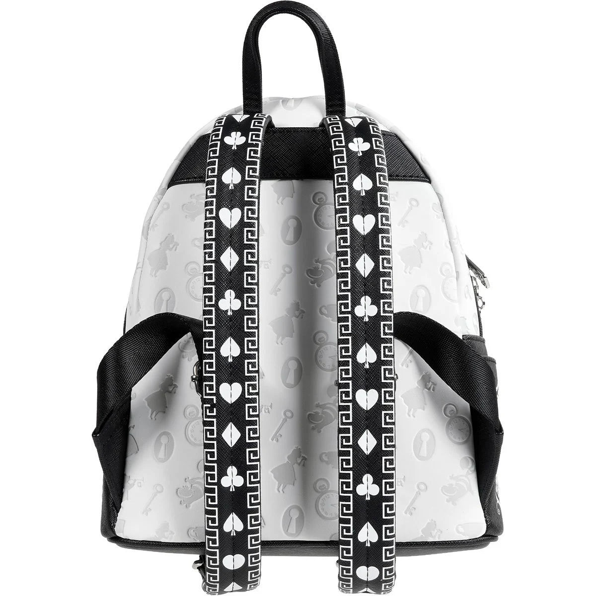 Loungefly Alice in Wonderland Sketch Mini-Backpack - Entertainment Earth Exclusive|Authentic with Tags showing black straps with card suit patterns